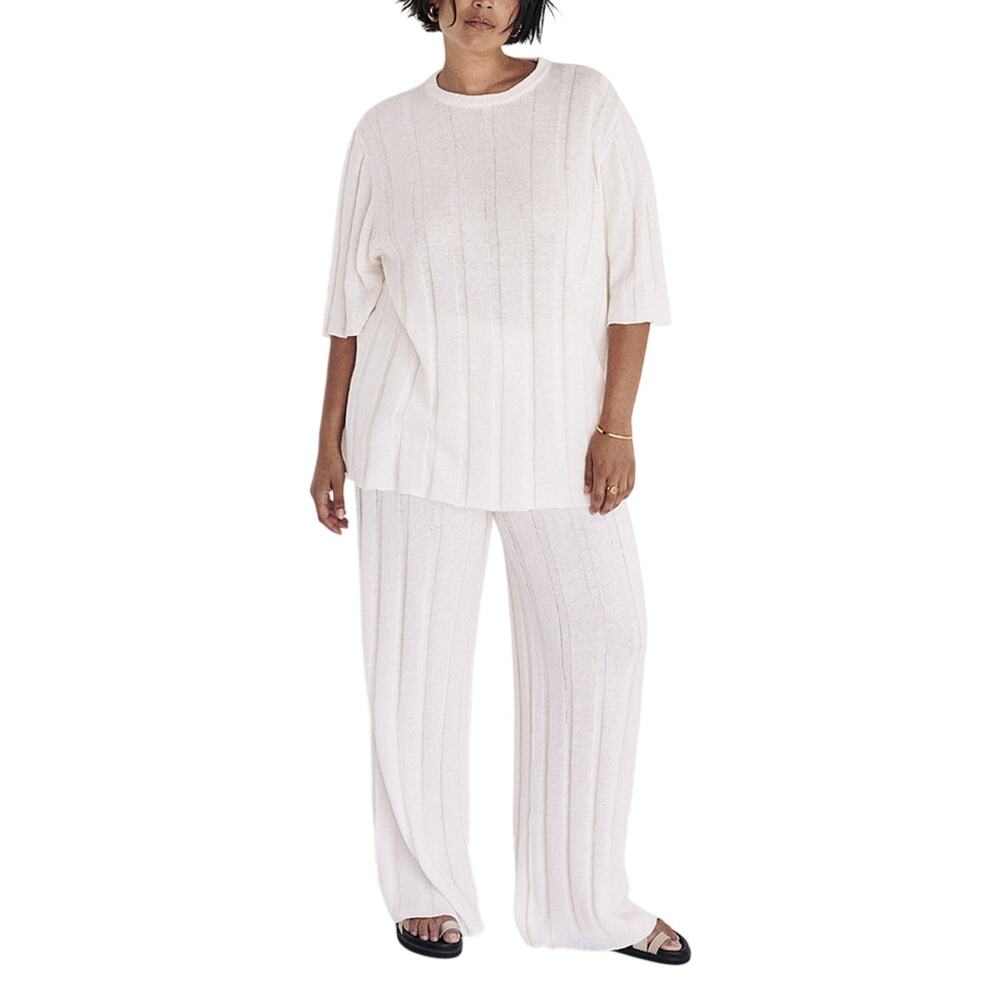 Dissh Ribbed White Emery Pants Size S